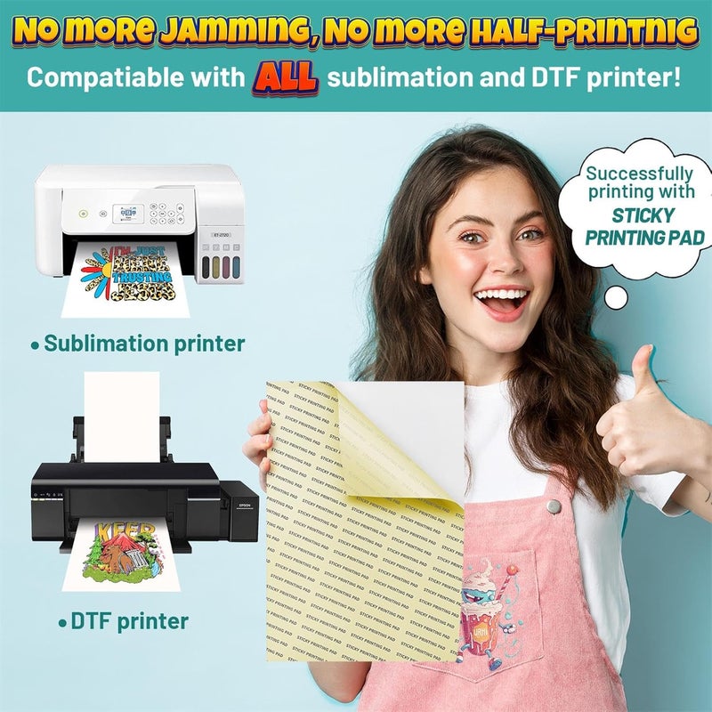 KASYU DTF Transfer Film, 50 Sheets 11"*17" DTF Paper with Smart Printing Pad for All Sublimation&DTF Printers,DTF Film for Sublimation Hack,Upgraded Direct to Film for All Color Fabric - Image 3